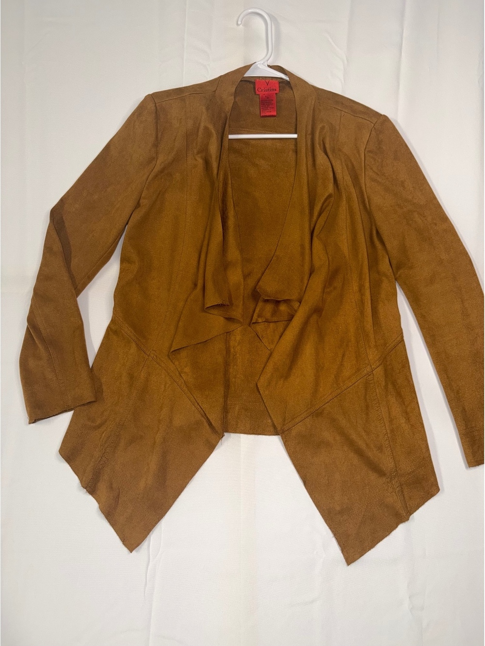 Cristina Brown Suede Open Front Jacket Medium